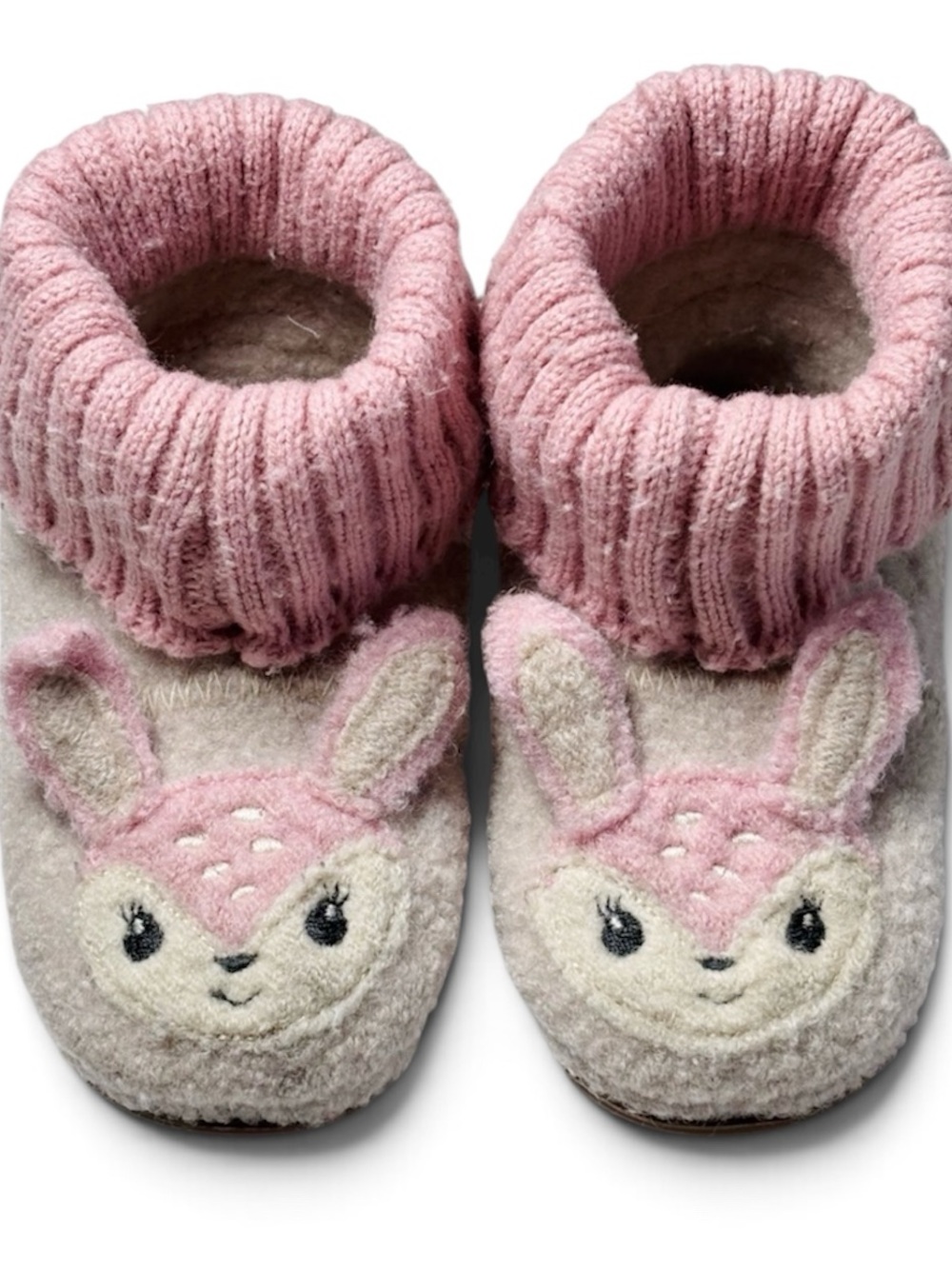 Maximo Toddler Deer Bouclé Slipper Boots Pink 7/8 Pastel Knit Coquette Cottage